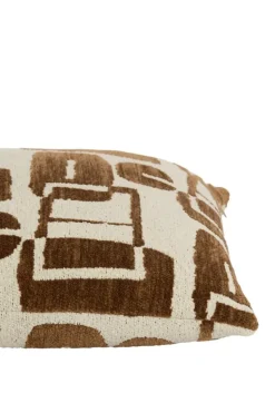 Light en Living Kussen 45x45 cm LYSS donker bruin+crème veren gevuld