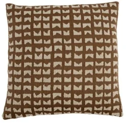 Light en Living Kussen 45x45 cm SONTRA donker bruin+taupe veren gevuld