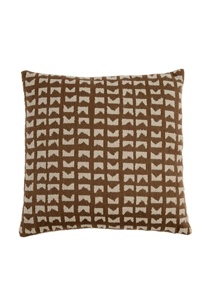 Light en Living Kussen 45x45 cm SONTRA donker bruin+taupe veren gevuld