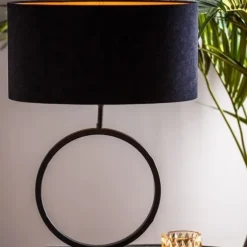 Light en Living Lampenkap ovaal recht VELOURS zwart-taupe - diverse maten