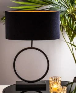 Light en Living Lampenkap ovaal recht VELOURS zwart-taupe - diverse maten