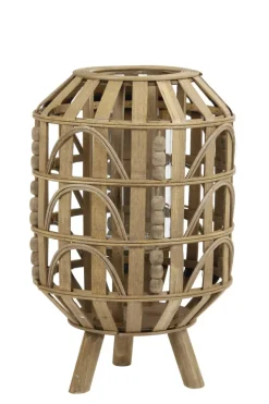 Light en Living Lantaarn HERBA donkerbruin hout - Ø25x39 cm