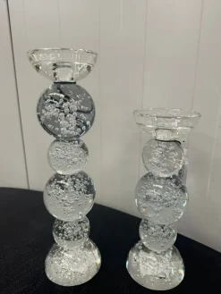 Light en Living Light & Living Kaarsenhouder ITINGA - Glas met Bubbelmotief - Helder - Ø10x26,5 cm
