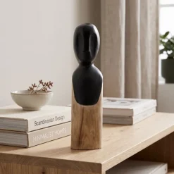 Light en Living Ornament LUMUNA hout naturel/zwart 11,5 x 12 x 41 cm