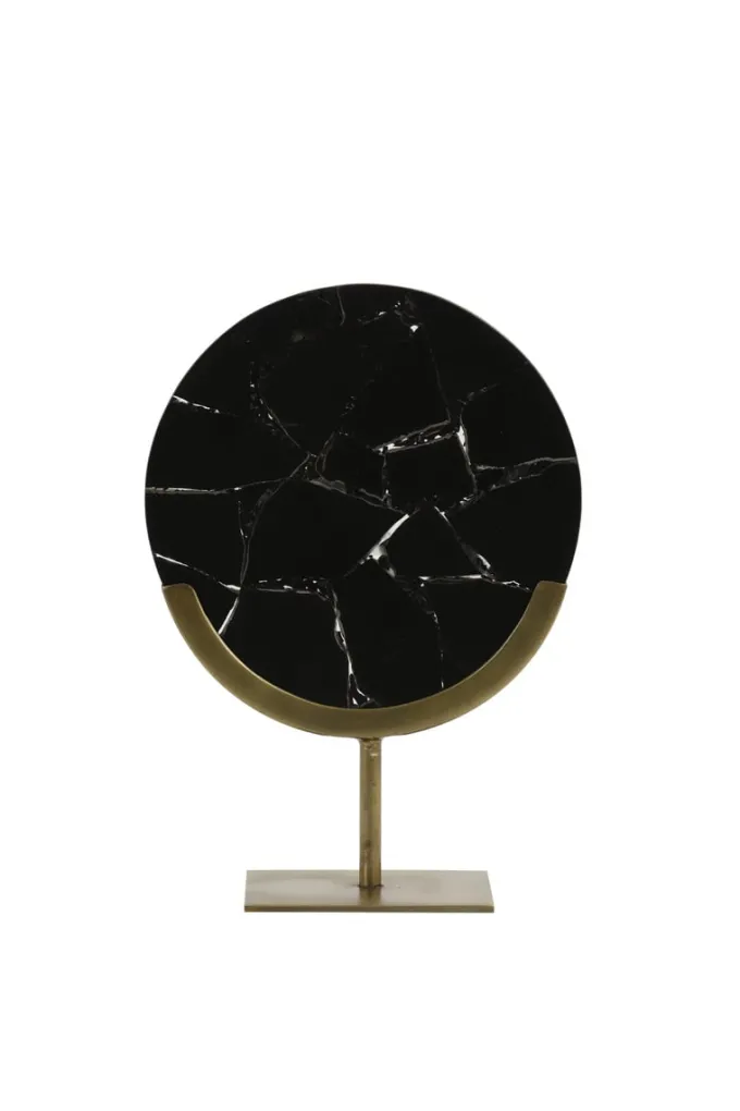 Light en Living Ornament op voet GOUYA 25x10x35 cm - Zwart Agaat & Antiek Brons
