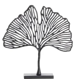 Light en Living Ornament op voet 36x6x39 cm LEAF mat zwart