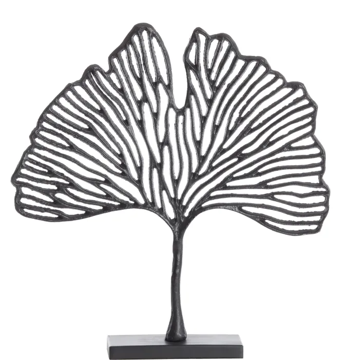 Light en Living Ornament op voet 36x6x39 cm LEAF mat zwart