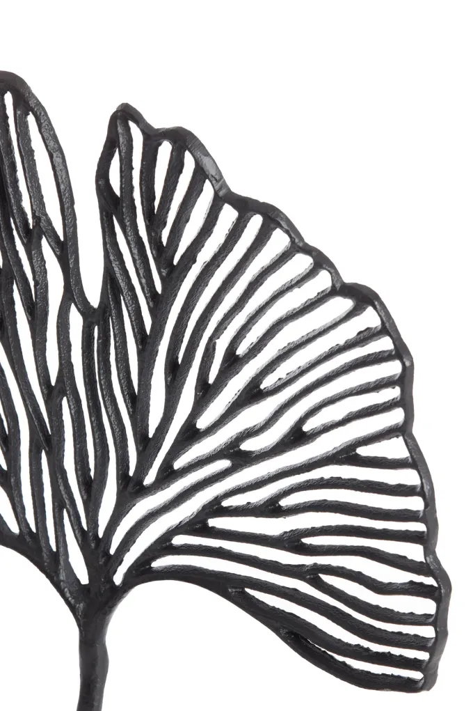 Light en Living Ornament op voet 36x6x39 cm LEAF mat zwart