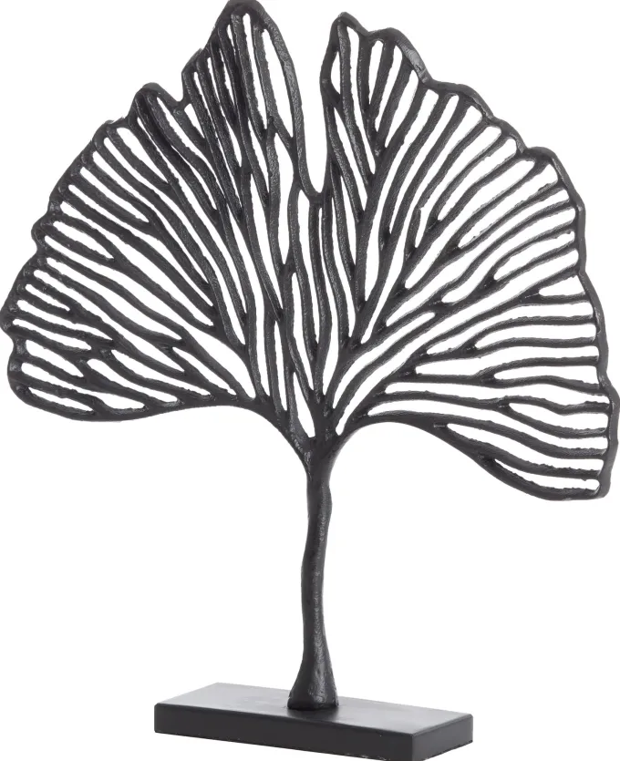 Light en Living Ornament op voet 36x6x39 cm LEAF mat zwart
