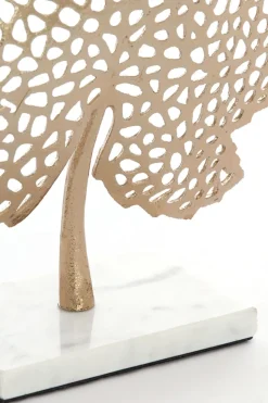 Light en Living Ornament op voet 22x8x30 cm LEAF goud+marmer wit