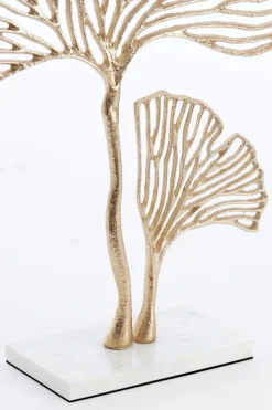Light en Living Ornament op voet 36x10x48 cm LEAF goud+marmer wit