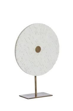 Light en Living Ornament op voet 35x12x50 cm YVO marmer wit+antiek brons