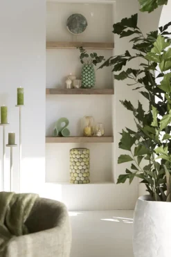 Light en Living Ornament op voet 35x12x50 cm GOUYA in Groen Agaat en Crème