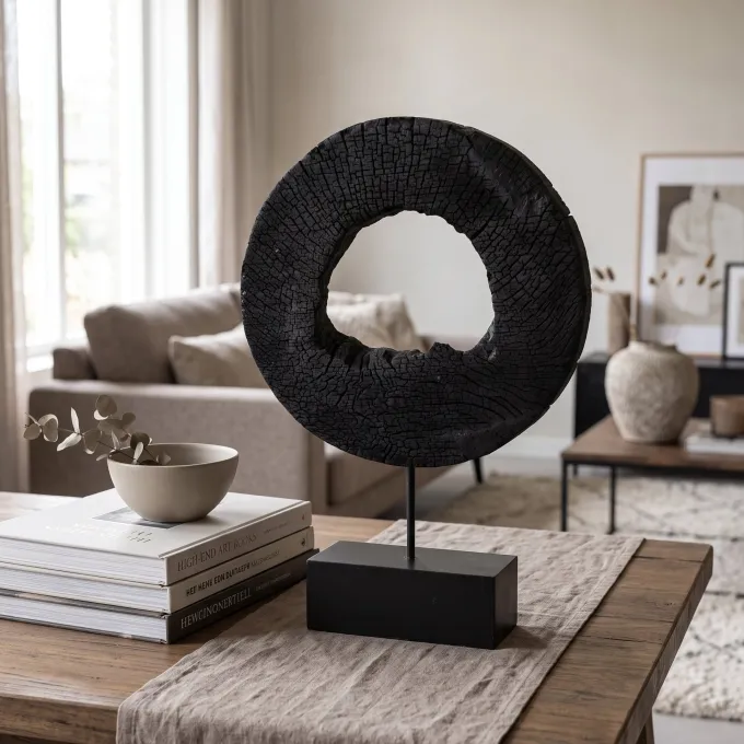 Light en Living Ornament op voet 35x10x53 cm XERRA - Hout en Zwart