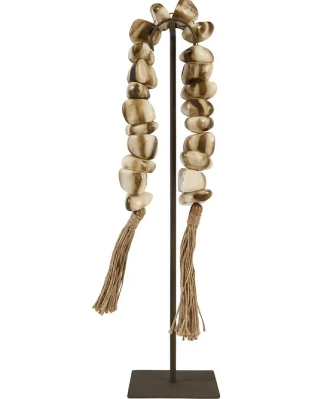 Light en Living Ornament op voet 12,5x12,5x50 cm CURTANI creme-bruin+bruin