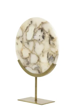 Light en Living Ornament op voet GOUYA 35x12x50 cm - Wit Agaat en Antiek Brons