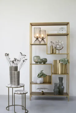 Light en Living Ornament op voet GOUYA 35x12x50 cm - Wit Agaat en Antiek Brons
