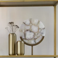 Light en Living Ornament op voet GOUYA 35x12x50 cm - Wit Agaat en Antiek Brons