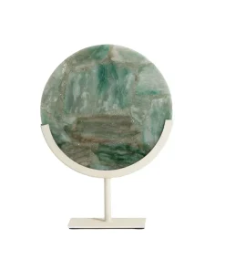 Light en Living Ornament op voet 25x10x35 cm GOUYA - Groen agaat en crème