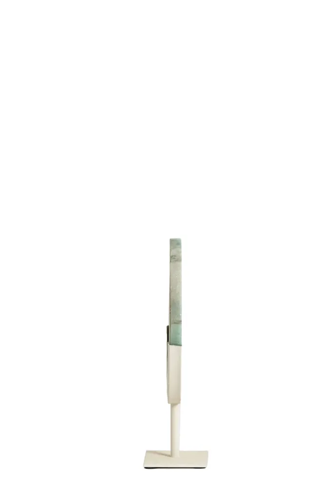 Light en Living Ornament op voet 25x10x35 cm GOUYA - Groen agaat en crème