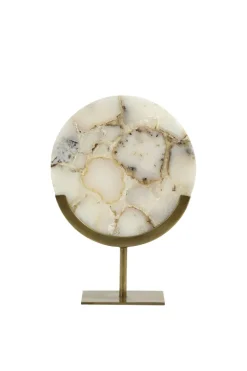 Light en Living Ornament op voet 25x11x35 cm GOUYA wit agaat en antiek brons
