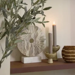 Light en Living Ornament op voet 25,5x6,5x30 cm SEV marmer taupe+marmer wit