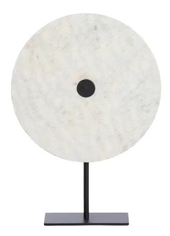 Light en Living Ornament op voet 35x12x50 cm YFKE marmer wit+mat zwart