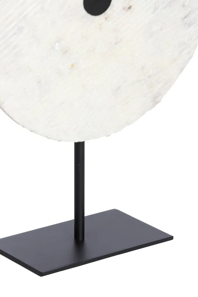 Light en Living Ornament op voet 25x10x35 cm YFKE marmer wit+mat zwart
