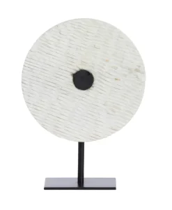 Light en Living Ornament op voet 25x10x35 cm YFKE marmer wit+mat zwart