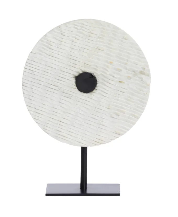 Light en Living Ornament op voet 25x10x35 cm YFKE marmer wit+mat zwart