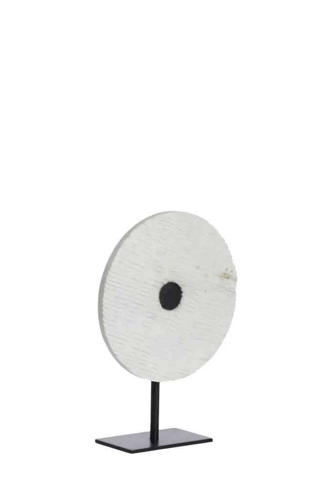 Light en Living Ornament op voet 25x10x35 cm YFKE marmer wit+mat zwart