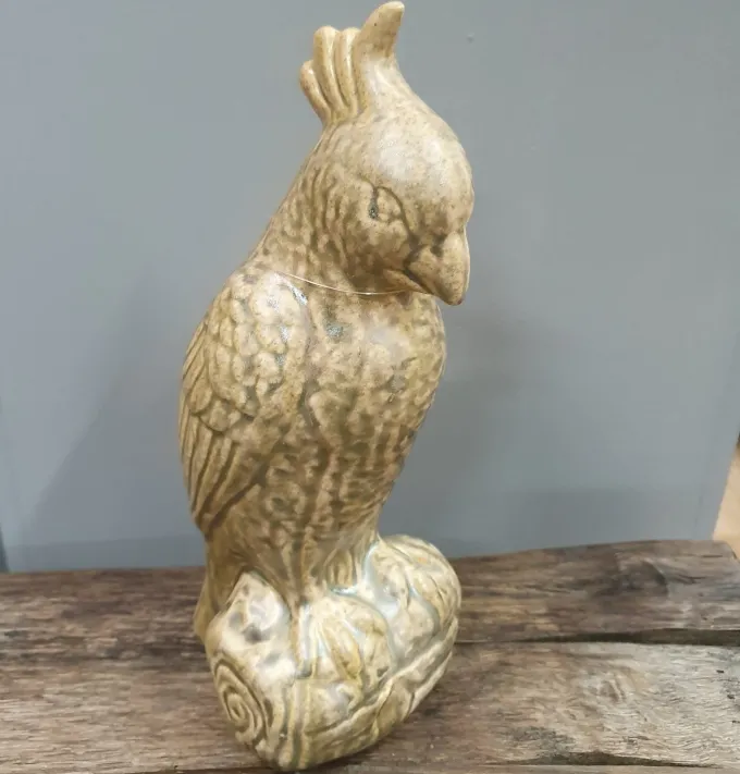 Light en Living Ornament Vogel Papegaai 12x11x28,5 cm Glanzend Olijfgroen