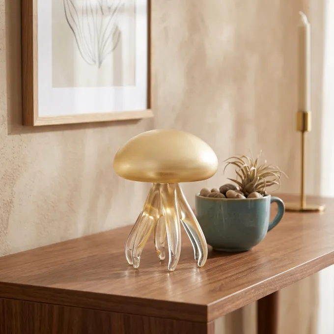Light en Living Ornament Ø9x12 cm JELLY van mat goudkleurig glas