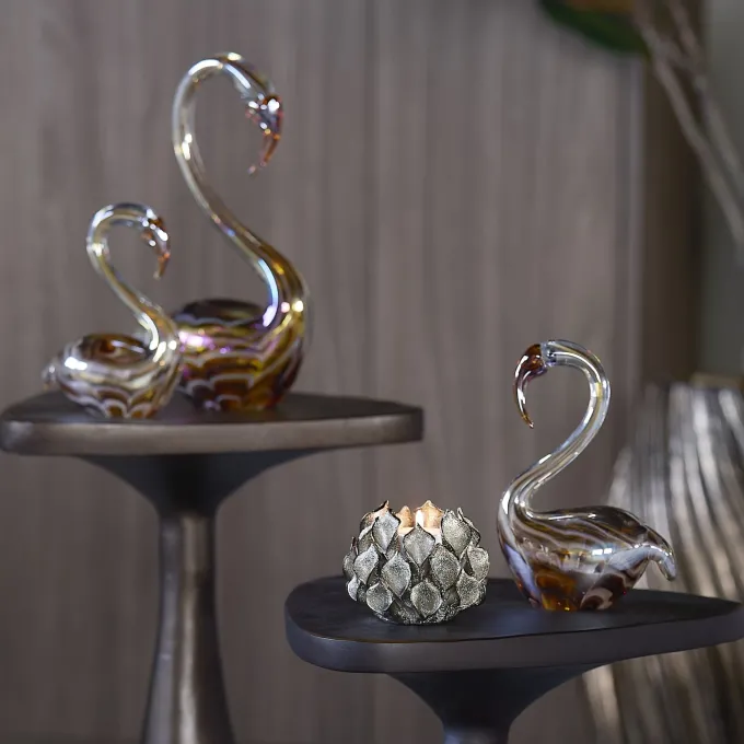 Light en Living Ornament 13x8x20 cm SWAN glas bruin+crème