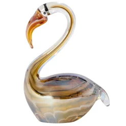 Light en Living Ornament 12x7x17 cm SWAN glas bruin+crème
