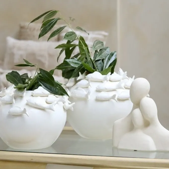 Light en Living Ornament 28x13x29 cm SOLINE keramiek mat creme