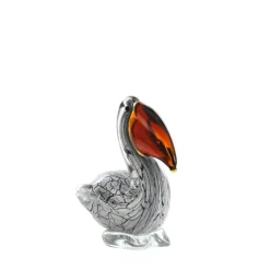 Light en Living Ornament 14,5x8x15,5 cm PELICAN glas wit+zwart marmer print