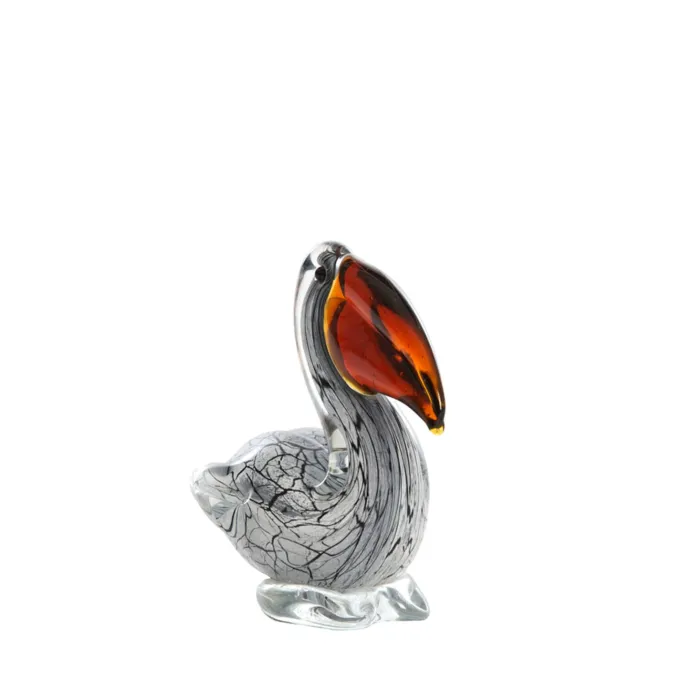Light en Living Ornament 14,5x8x15,5 cm PELICAN glas wit+zwart marmer print