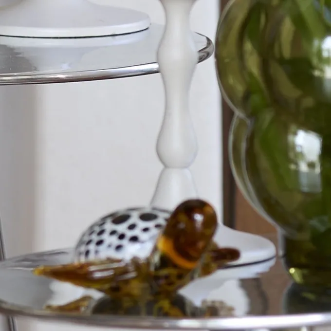 Light en Living Ornament 15,5x14,5x7 cm TURTLE glas amber+wit-zwart