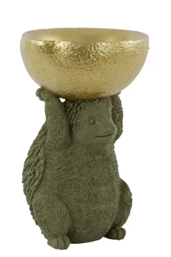 Light en Living Ornament 25x20,5x34,5 cm HEDGEHOG met olijf groen en goud