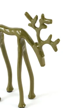 Light en Living Ornament 15x6x20 cm DEER glans olijf groen