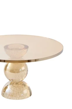 Light en Living Plateau op voet Ø30x17 cm ITINGA glas bubbel amber