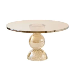 Light en Living Plateau op voet Ø30x17 cm ITINGA glas bubbel amber