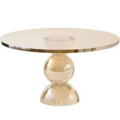 Light en Living Plateau op voet Ø30x17 cm ITINGA glas bubbel amber