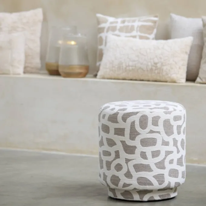 Light en Living Poef Ø40x44 cm DAVONTE taupe+beige