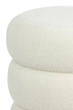 Light en Living Poef Ø40x45 cm KIMI teddy wit+goud