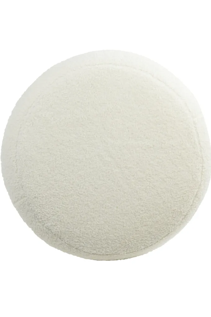 Light en Living Poef Ø40x45 cm KIMI teddy wit+goud