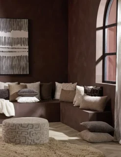 Light en Living Poef 68x68x35 cm LIBERIA beige+zand