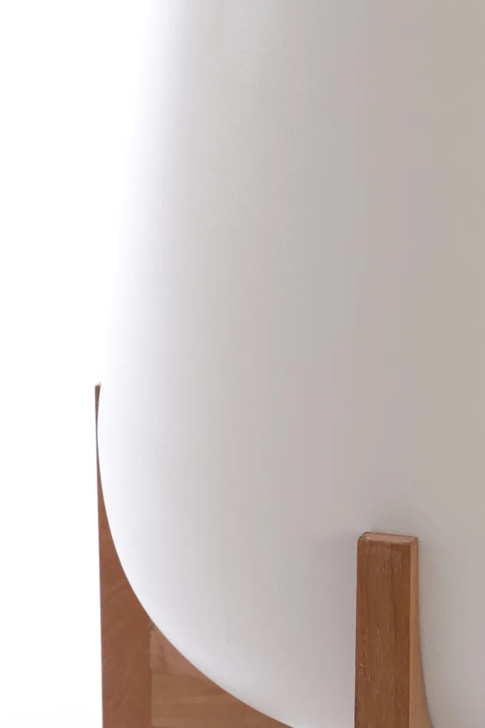 Light en Living Pot deco op voet Ø44x53 cm KARUNA hout+mat crème