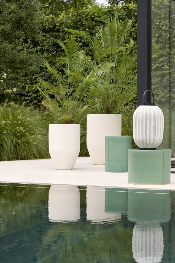 Light en Living Pot deco Set van 3 Ø30x46 + Ø40x55 + Ø52x71 cm SIROLO crème